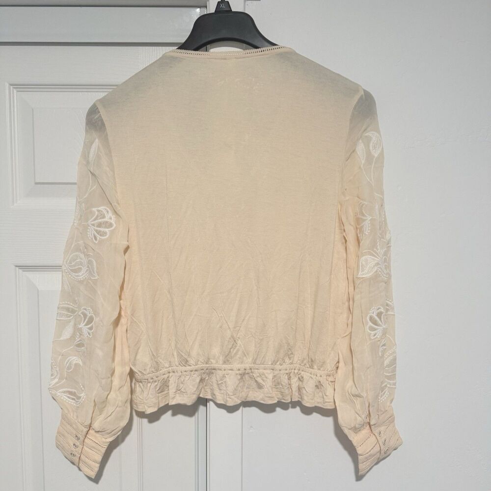 Anthropologie Top Women’s Embroidered Floral Button Down Creme Sz S NWT - Picture 11 of 11